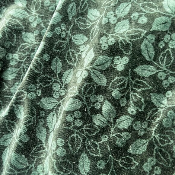 Vintage LL Bean 90s Velour Holly Print Midi Dress Green Holiday Christmas S/ M - Picture 14 of 15